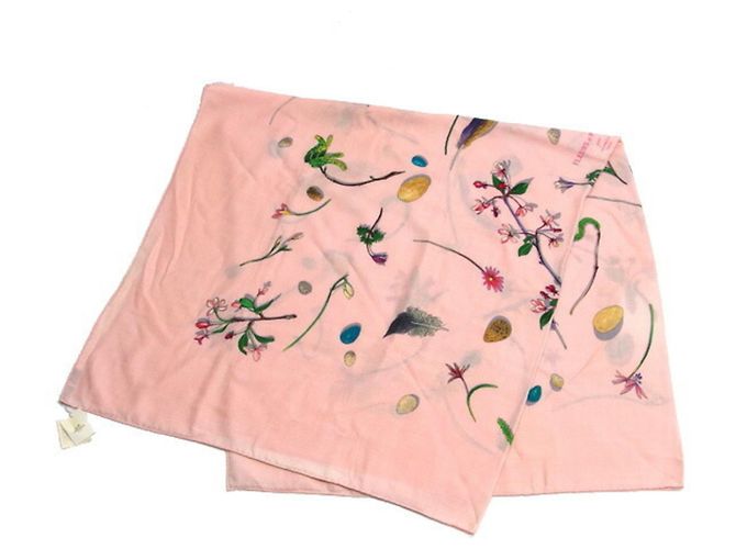 Hermès Hermes Carre Jeun 140 Schal - Fleur et Plume Pink Mehrfarben - Ansicht 2
