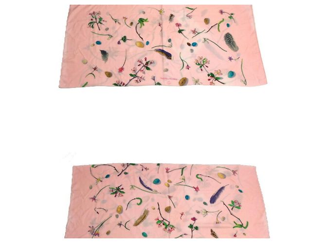 Hermès Hermes Carre Jeun 140 Schal - Fleur et Plume Pink Mehrfarben - Ansicht 5