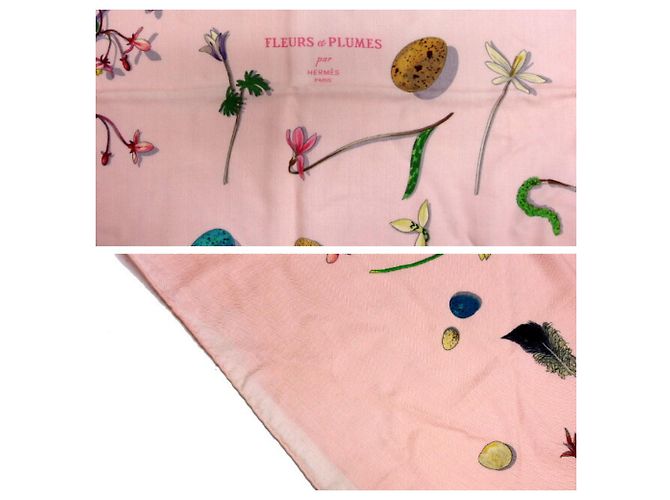 Hermès Hermes Carre Jeun 140 Schal - Fleur et Plume Pink Mehrfarben - Ansicht 7