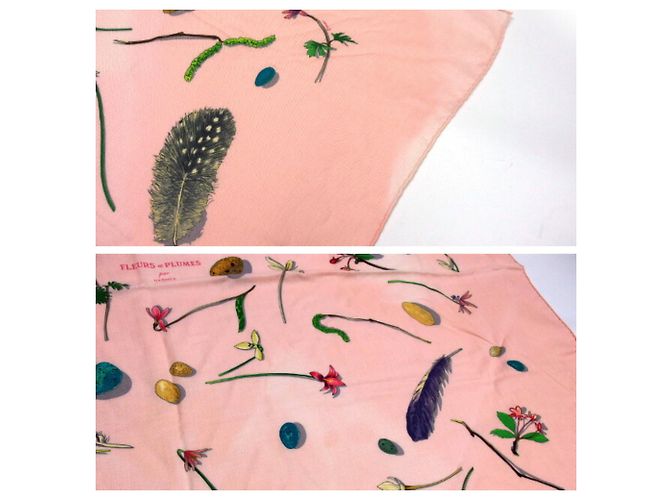 Hermès Hermes Carre Jeun 140 Schal - Fleur et Plume Pink Mehrfarben - Ansicht 8