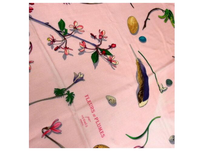 Hermès Hermes Carre Jeun 140 Schal - Fleur et Plume Pink Mehrfarben - Ansicht 9