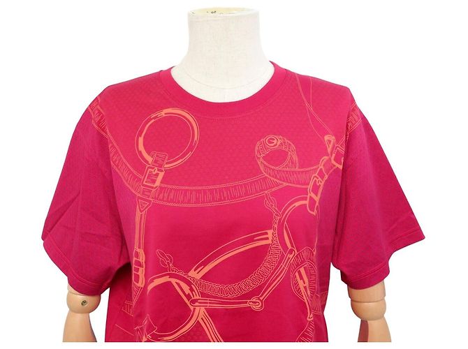 Hermès NUEVA CAMISETA MAXI HERMES EPERON D'OR 4H4644DB M 38 ALGODÓN ROSA ARÁNDANO TOP - vista 2