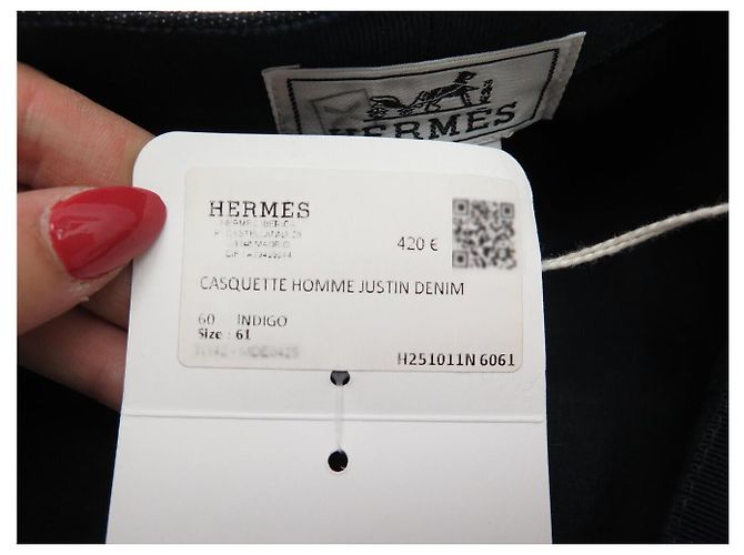 Hermès NUEVA GORRA HERMES JUSTIN DENIM ESTILO FRANCÉS AZUL ÍNDIGO ALGODÓN T61 CAP Azul marino - vista 13