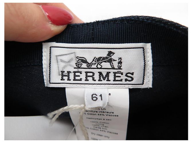 Hermès NUEVA GORRA HERMES JUSTIN DENIM ESTILO FRANCÉS AZUL ÍNDIGO ALGODÓN T61 CAP Azul marino - vista 7