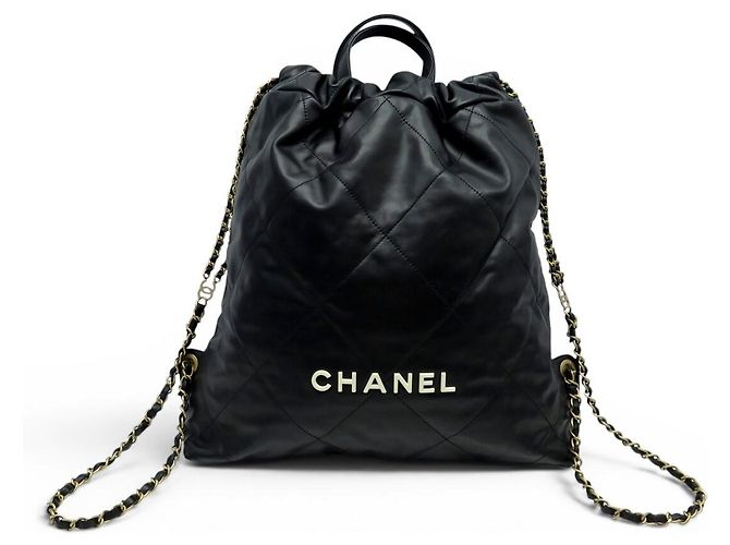 NEUER CHANEL 22 AS3313 MATELASSIERTER SCHWARZER LEDER RUCKSACK - Ansicht 2