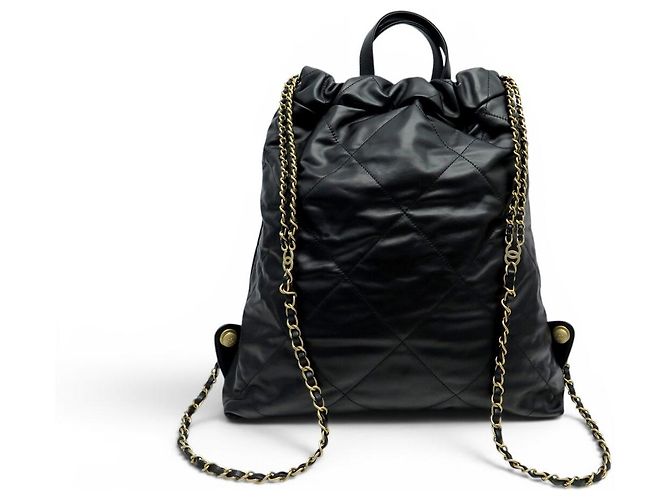 NEUER CHANEL 22 AS3313 MATELASSIERTER SCHWARZER LEDER RUCKSACK - Ansicht 3