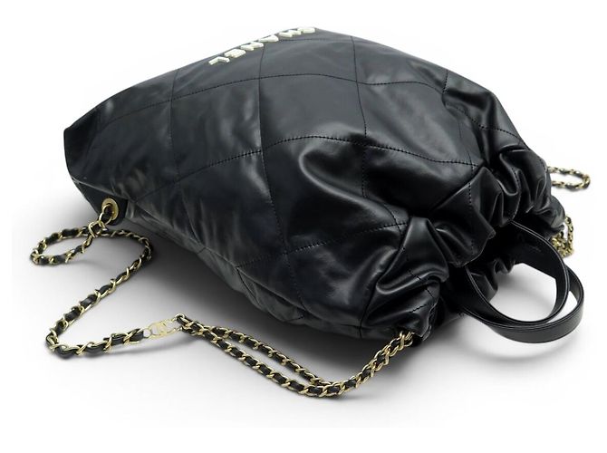 NEUER CHANEL 22 AS3313 MATELASSIERTER SCHWARZER LEDER RUCKSACK - Ansicht 4