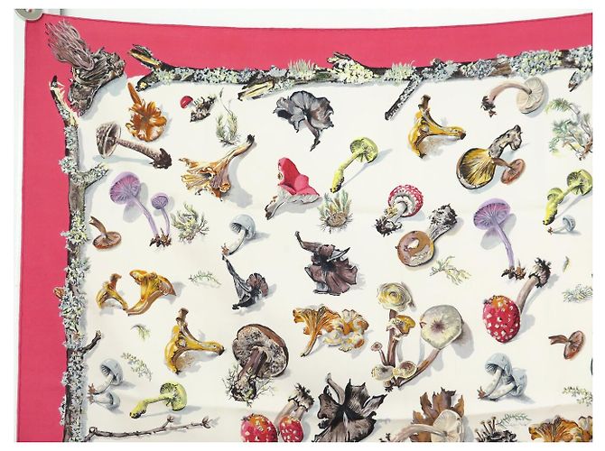 Hermès FULAR VINTAGE HERMES LES CHAMPIGNONS GAVARNI PERRIERE SETA QUADRATO 90 Rosa - vista 2