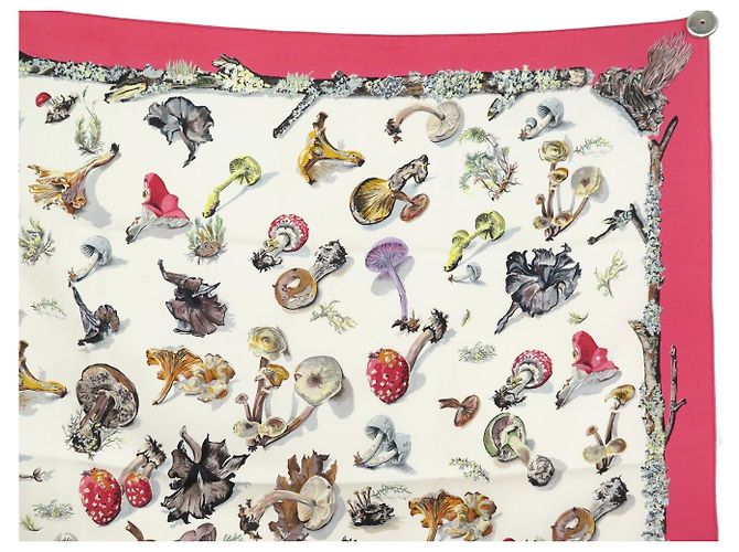 Hermès FULAR VINTAGE HERMES LES CHAMPIGNONS GAVARNI PERRIERE SETA QUADRATO 90 Rosa - vista 3
