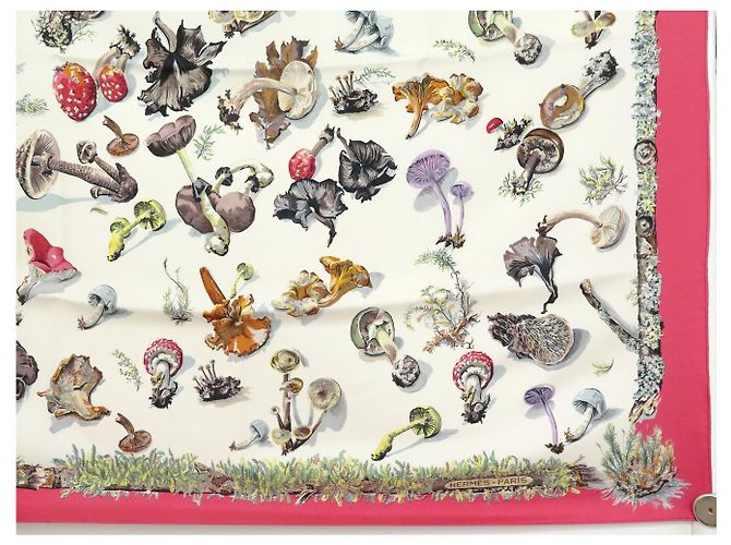 Hermès FULAR VINTAGE HERMES LES CHAMPIGNONS GAVARNI PERRIERE SETA QUADRATO 90 Rosa - vista 4