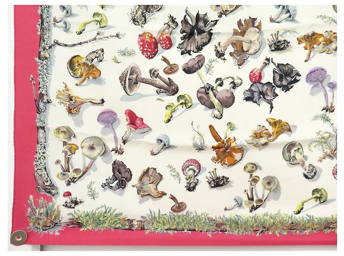 Hermès FULAR VINTAGE HERMES LES CHAMPIGNONS GAVARNI PERRIERE SETA QUADRATO 90 Rosa - vista 5