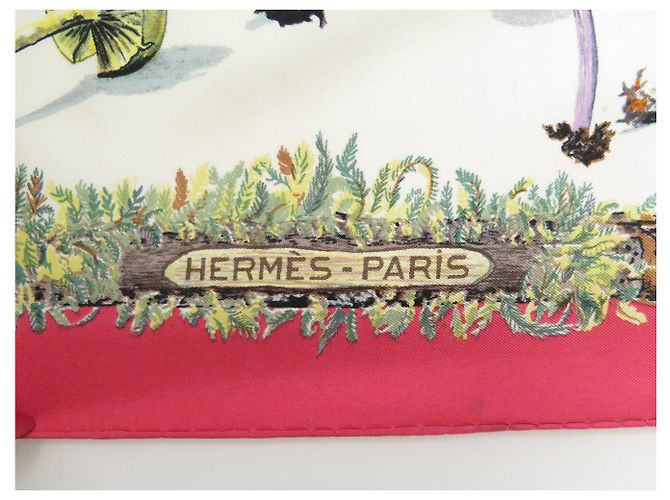 Hermès FULAR VINTAGE HERMES LES CHAMPIGNONS GAVARNI PERRIERE SETA QUADRATO 90 Rosa - vista 6