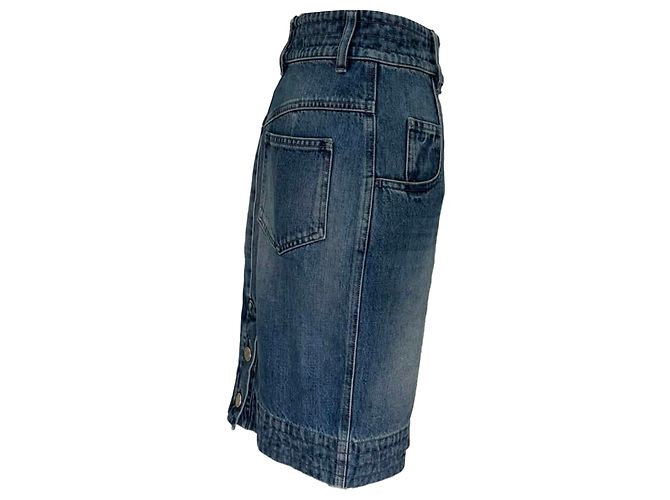 Timeless Chanel Mini-Jevenrock mit hoher Taille aus blauer Baumwolle - Ansicht 2
