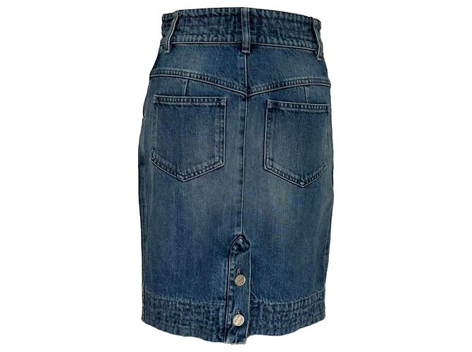 Timeless Chanel Mini-Jevenrock mit hoher Taille aus blauer Baumwolle - Ansicht 3