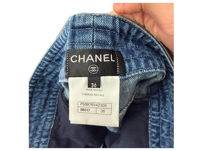 Timeless Chanel Mini-Jevenrock mit hoher Taille aus blauer Baumwolle - Ansicht 5