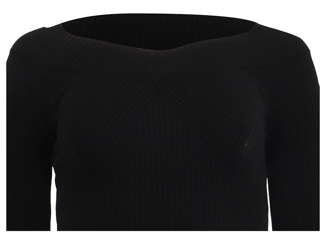 Suéter de malha canelada Alberta Ferretti em viscose preta Preto - vista 2