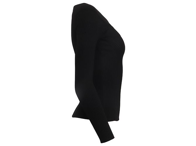 Suéter de malha canelada Alberta Ferretti em viscose preta Preto - vista 3