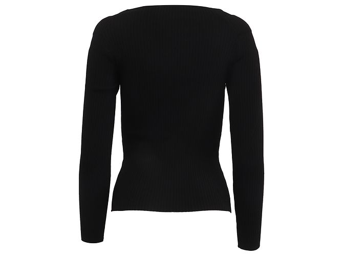 Suéter de malha canelada Alberta Ferretti em viscose preta Preto - vista 4