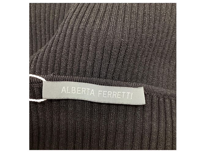 Suéter de malha canelada Alberta Ferretti em viscose preta Preto - vista 7