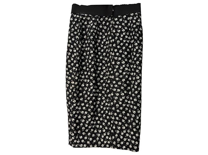 Falda midi con estampado floral Dolce & Gabbana en viscosa negra Negro - vista 2