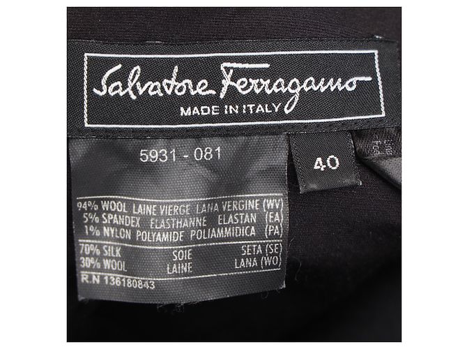 Salvatore Ferragamo Abito Ferragamo al ginocchio in lana nera Nero - vista 4