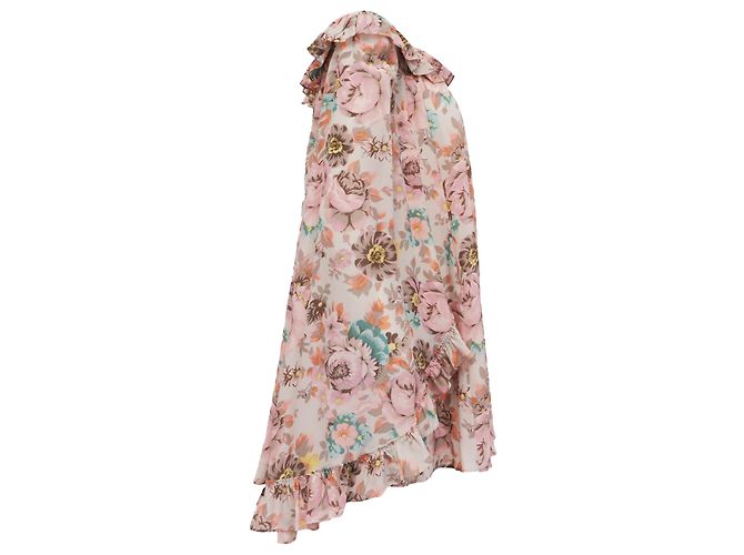 Chloé Mini-Kleid mit Rüschen aus Seide mit Blumenprint - Ansicht 3