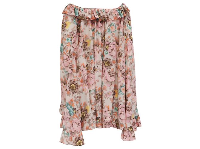 Chloé Mini-Kleid mit Rüschen aus Seide mit Blumenprint - Ansicht 4