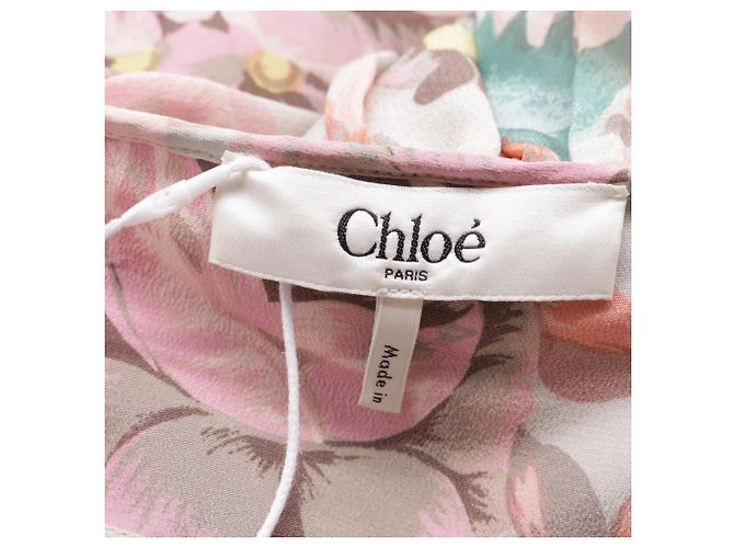 Chloé Mini-Kleid mit Rüschen aus Seide mit Blumenprint - Ansicht 5