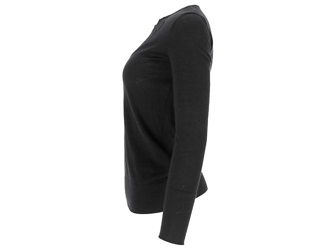 Salvatore Ferragamo Ferragamo Strickpullover aus schwarzem Kaschmir mit Wellenausschnitt - Ansicht 2