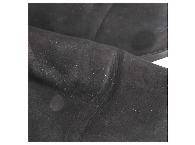 Bottes genou Stuart Weitzman en daim noir - vue 11