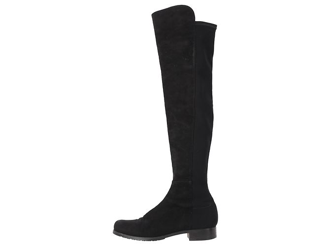 Bottes genou Stuart Weitzman en daim noir - vue 2