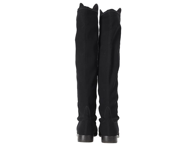 Bottes genou Stuart Weitzman en daim noir - vue 3