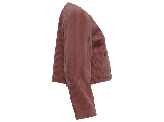 Chloé Chaqueta corta de pana en algodón rosa Castaño - vista 3