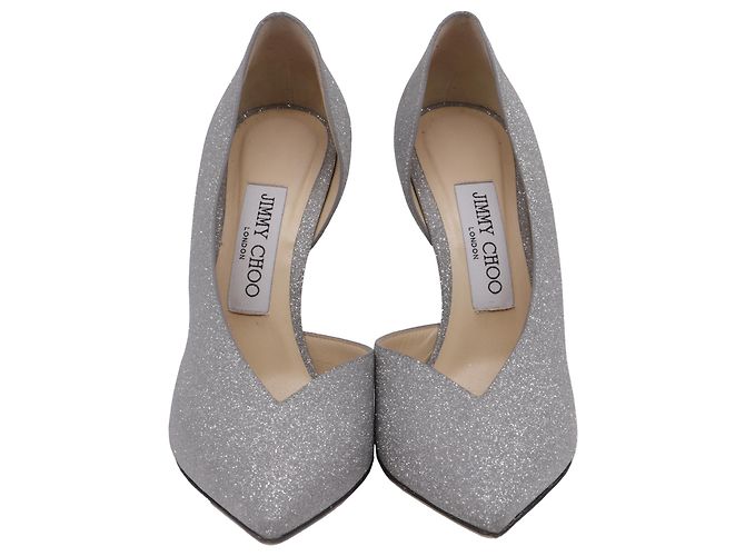 Décolleté Sophia 100 di Jimmy Choo in Silver Glitter Argento Metallico - vista 2