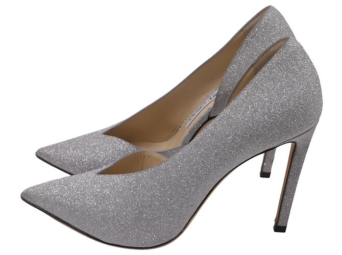 Décolleté Sophia 100 di Jimmy Choo in Silver Glitter Argento Metallico - vista 4