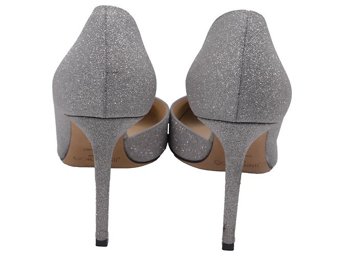 Décolleté Sophia 100 di Jimmy Choo in Silver Glitter Argento Metallico - vista 5