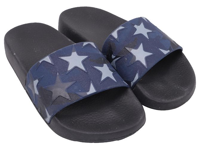 Valentino Garavani Sandali Slide Valentino Denim Stars in gomma blu Blu navy - vista 3
