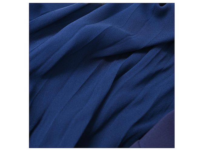 Abito maxi plissé Emilio Pucci in seta blu navy - vista 10