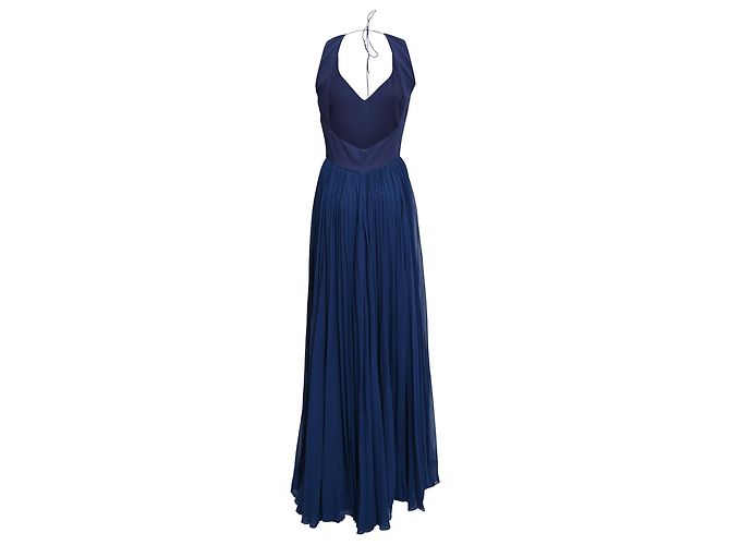 Abito maxi plissé Emilio Pucci in seta blu navy - vista 3