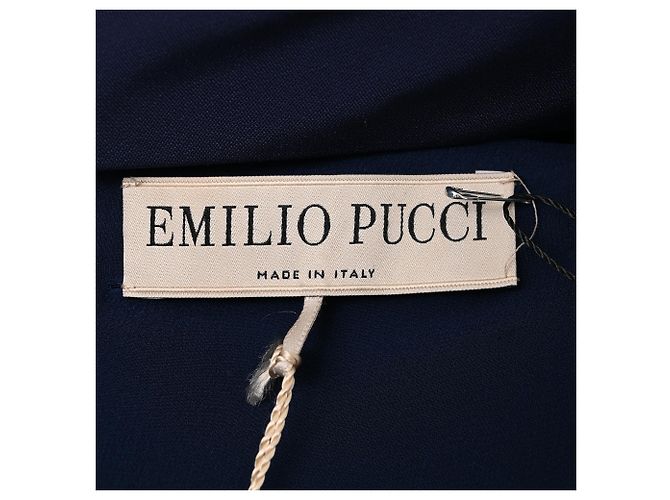 Abito maxi plissé Emilio Pucci in seta blu navy - vista 5