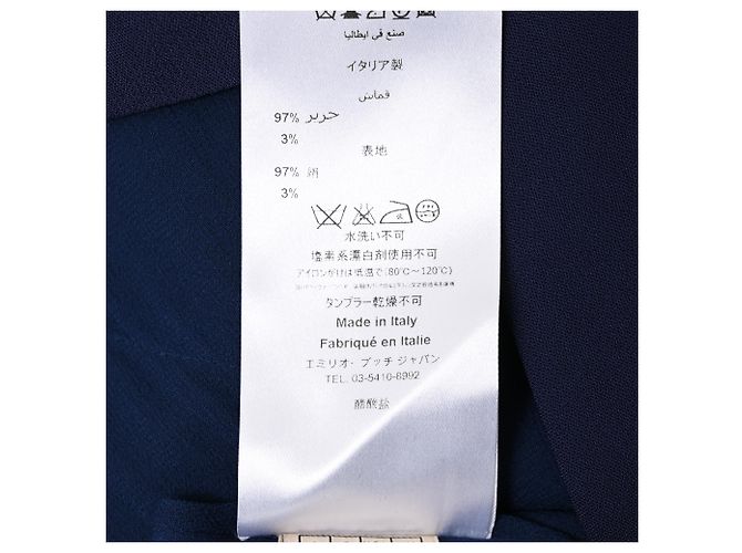 Abito maxi plissé Emilio Pucci in seta blu navy - vista 7