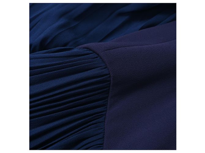 Abito maxi plissé Emilio Pucci in seta blu navy - vista 8