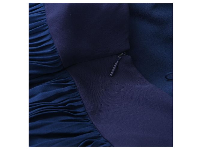 Abito maxi plissé Emilio Pucci in seta blu navy - vista 9