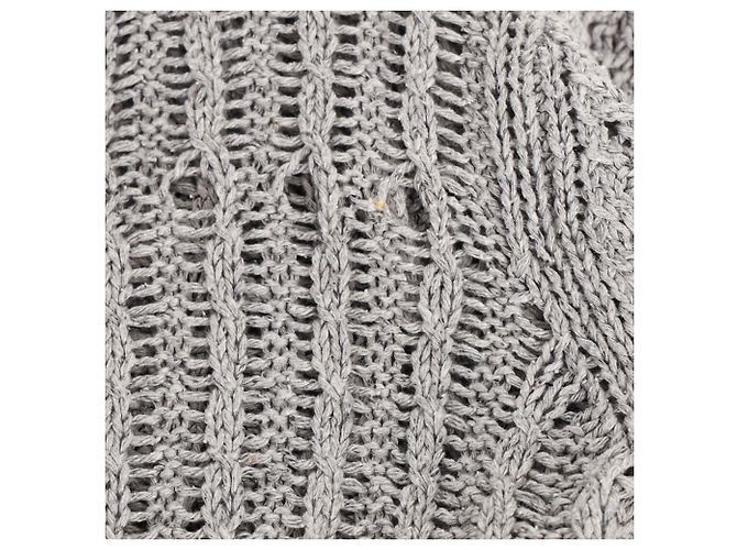 Theory Strickpullover mit Rundhalsausschnitt und offener Webstruktur aus grauer Seide - Ansicht 5