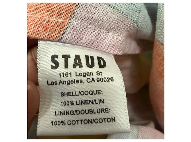 Mini abito stampato Enzo di Staud in lino multicolore - vista 6