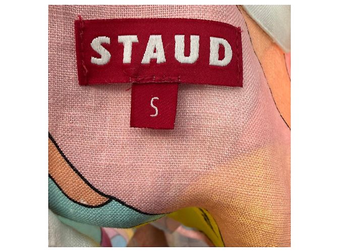 Mini abito stampato Enzo di Staud in lino multicolore - vista 7