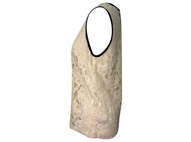 Dolce & Gabbana Dolce and Gabbana Lace Tank Top in Cream Cotton White - view 2