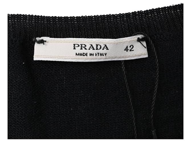 Prada Kurzärmeliges Puff-Oberteil aus schwarzer Baumwolle - Ansicht 4
