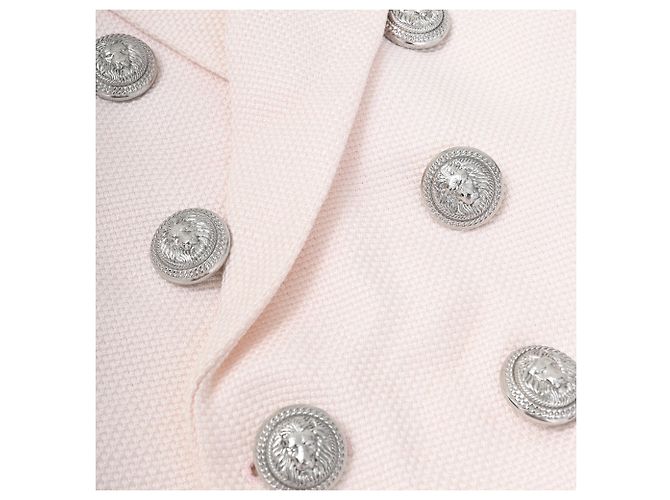 Balmain Double-Breasted Blazer in Light Pink Viscose - view 11