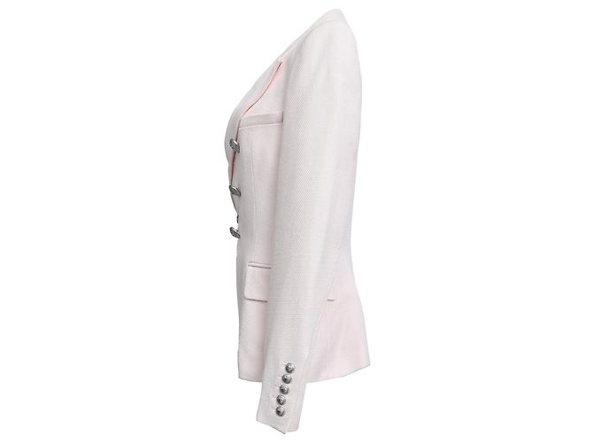 Balmain Double-Breasted Blazer in Light Pink Viscose - view 2